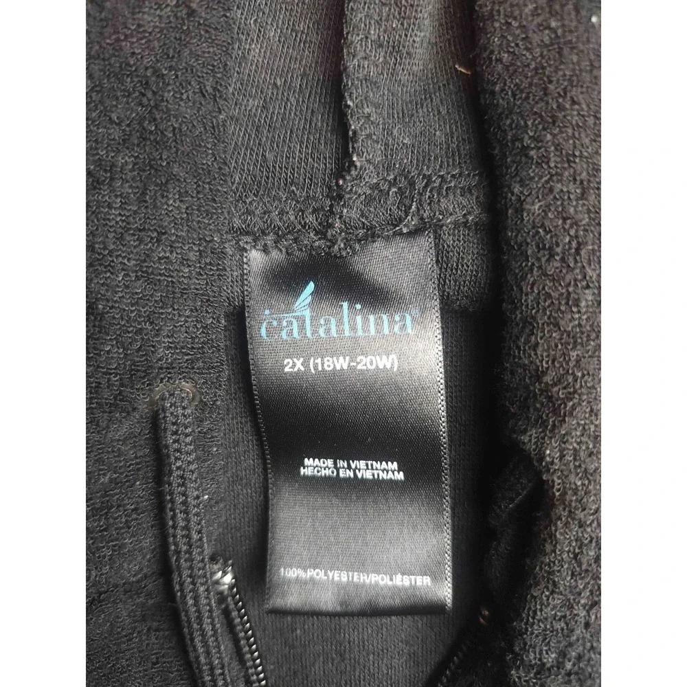 Catalina Sleeveless Hoodie Zip Up Vest Womens Size 2X Black Fleece Athleisure